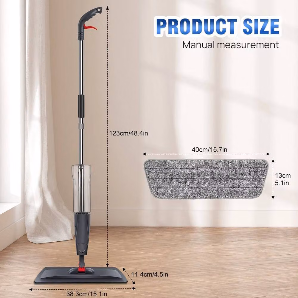 EONLION Black Spray Mop with 700ml Tank and Microfibre Flat Mop, Height: 100 cm – 2