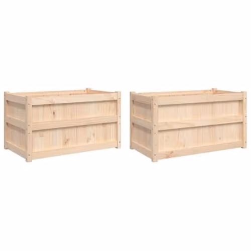 vidaXL Set of 2 Garden Planter Tubs in Natural Pine and Beige Wood