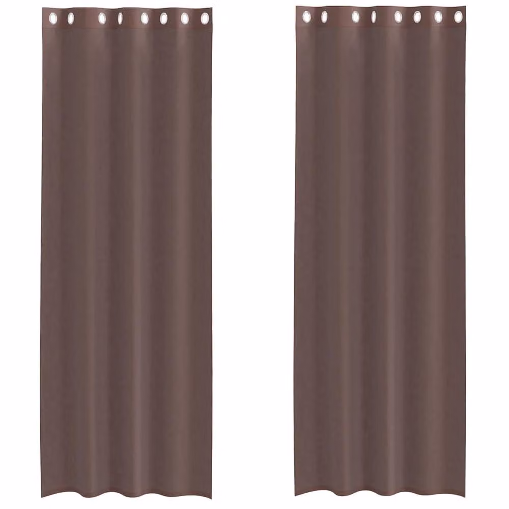 Berkfield Home Brown Voile Fabric Panel Curtains with Eyelets, 2 Pack, W: 140 cm, H: 260 cm – 2