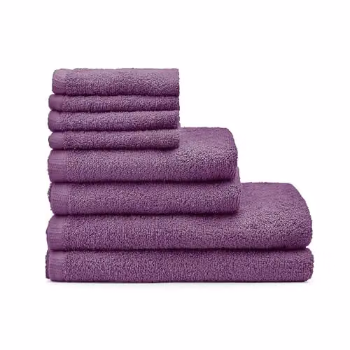 Catherine Lansfield 8 Piece Quick Dry Cotton Towel Set in Plum – 3