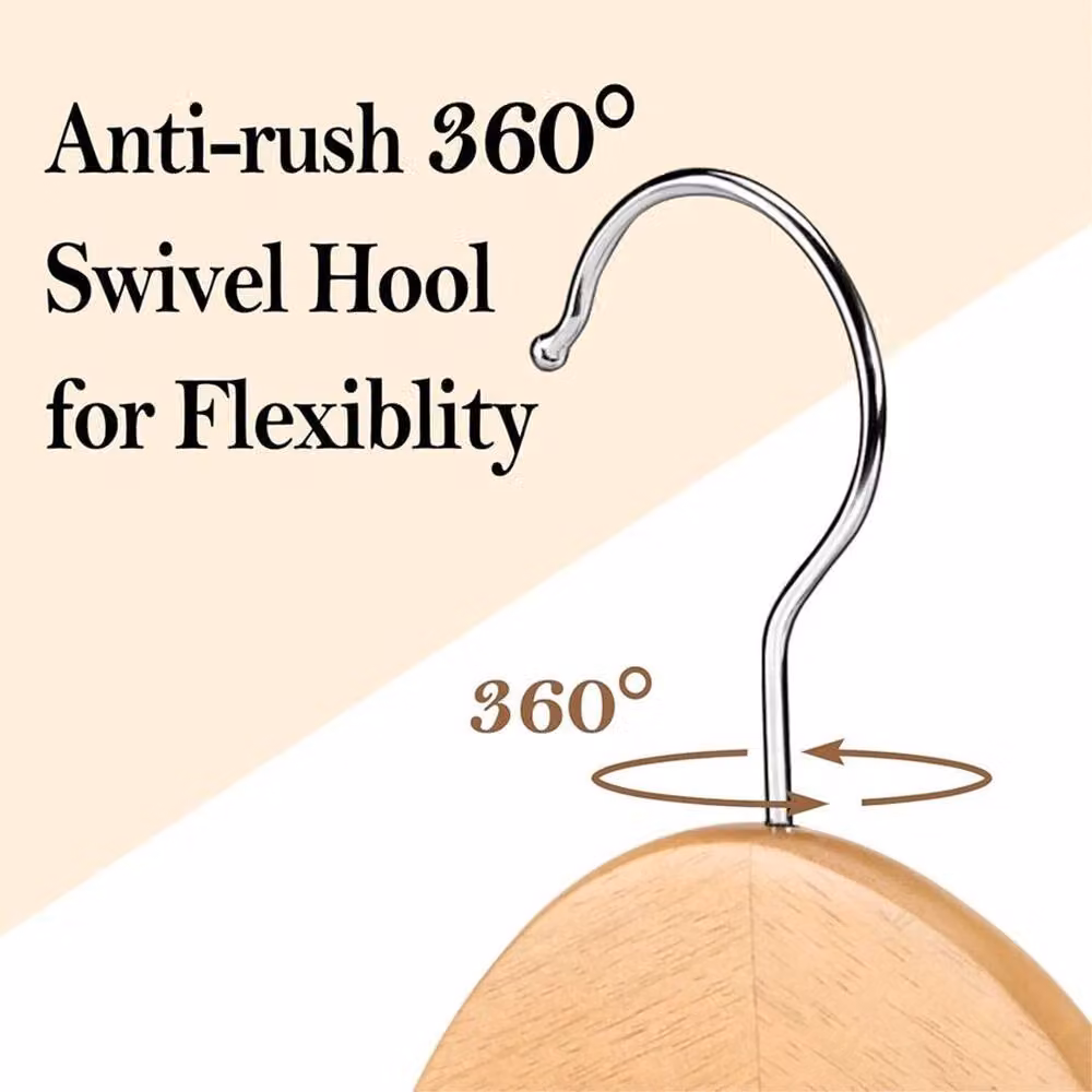 SPETLEK 30-Piece Brown Wooden Coat Hangers with Bar and Swivel Hook – 2
