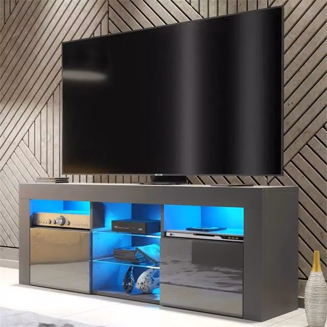 PAWNORA Grey Matt and High Gloss TV Unit – 1