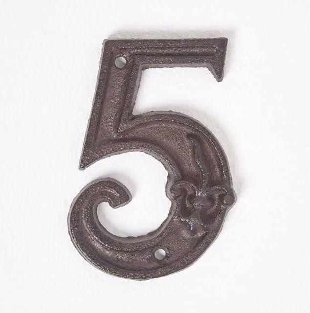 Homescapes Rustic Brown Cast Iron Wall Door Number