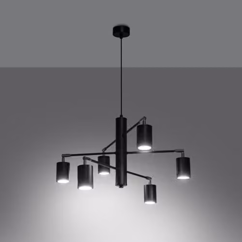 SOLLUX LEMMI 6 Chandelier Black Modern Metal Suspended Lighting Fixture for Living Rooms, W/D/H: 77 x 77 x 125 cm – 3