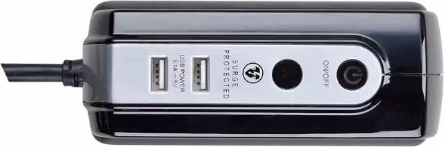 Masterplug 4 Socket Surge Protected Extension Lead with USB Ports, Black