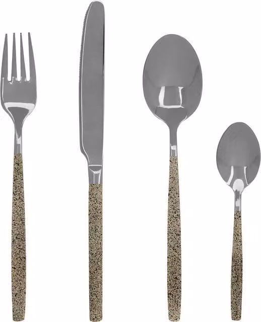 Premier Housewares Elegant 16 Piece Marble Pattern Stainless Steel Cutlery Set in White and Silver