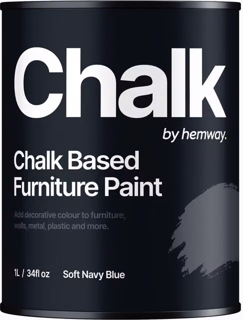 Hemway Chalk Based Furniture Paint in Flat Matt Soft Navy Blue, 1L