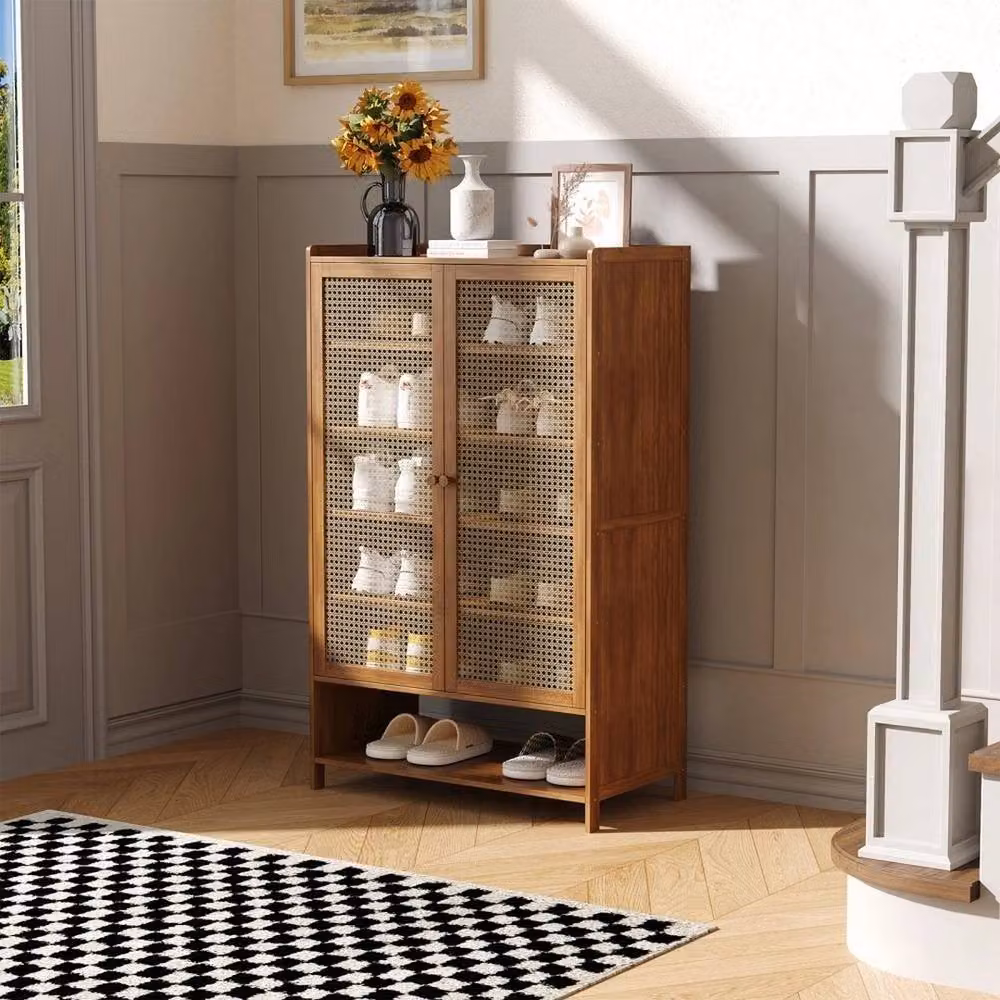 NESTLUNE 7-Tier Dustproof Shoe Storage Cabinet in Brown, W/D/H: 100 x 15 x 95 cm – 4