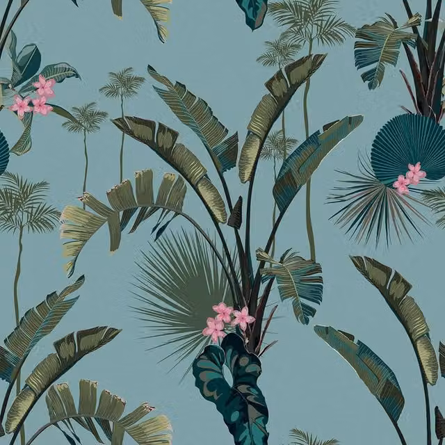 I Love Wallpaper Tropical Paradise Nature Wallpaper in Petrol Blue