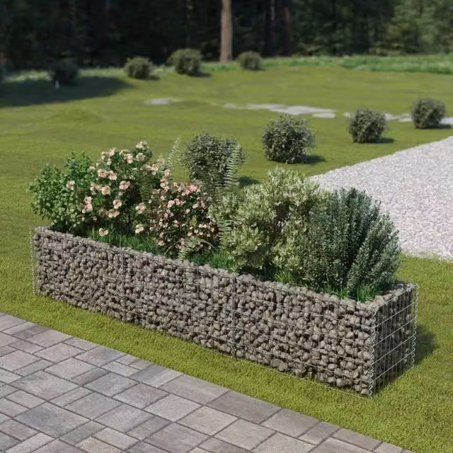 Berkfield Home Silver Galvanised Steel Gabion Raised Bed, W: 270 cm, D: 50 cm, H: 50 cm – 1
