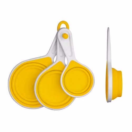 Orsina Set of 4 Collapsible Silicone Measuring Cups in Yellow and Orange
