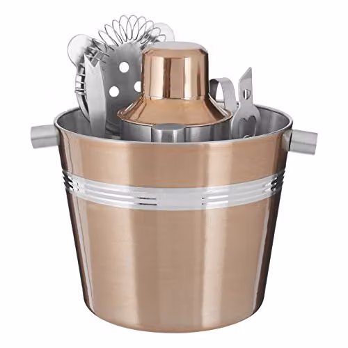 Premier Housewares 7-Piece Stainless Steel Bar Set in Gold and Silver