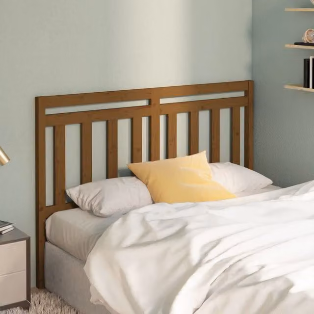 Berkfield Home Rustic Solid Wood Pine Bed Headboard in Honey Brown, W: 146 cm, D: 4 cm, H: 100 cm
