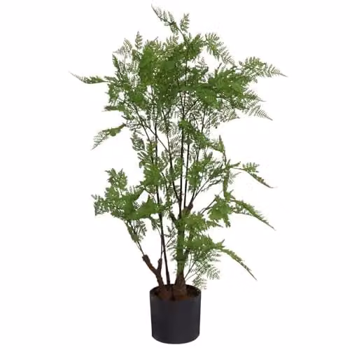 Leaf Design Realistic Artificial Fern Plant in Green, Potted Tabletop Style – 1