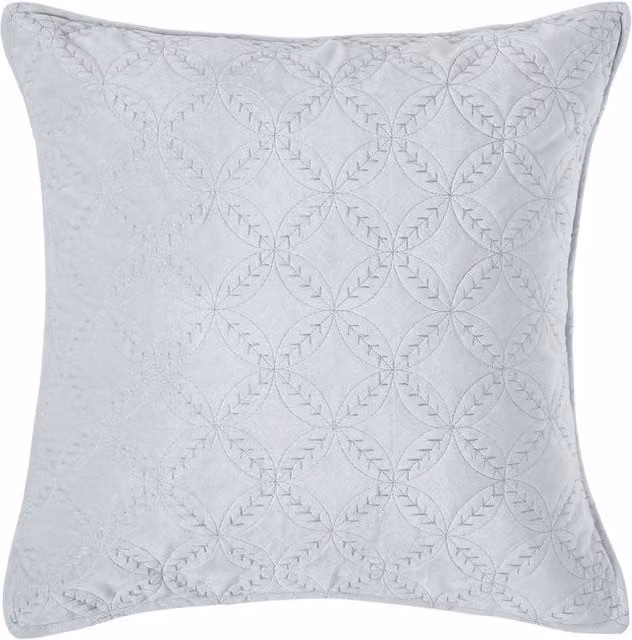 Homescapes Grey Quilted Velvet Cushion Cover with Geometric Eternity Ring Pattern