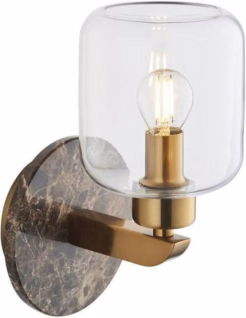 Netlighting Travi Vintage Wall Lamp in Brown and Gold Brass with Transparent Glass and E14 Socket – 1