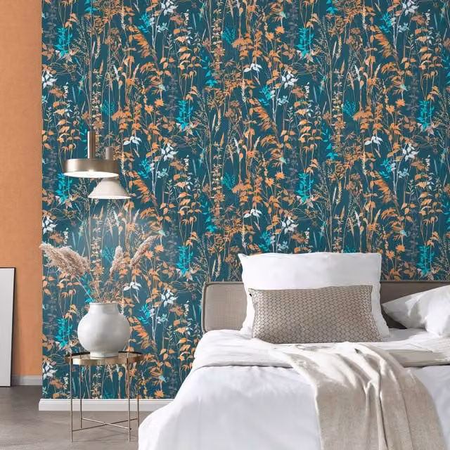 Erismann Blue Floral Botanical Nature Wallpaper Roll