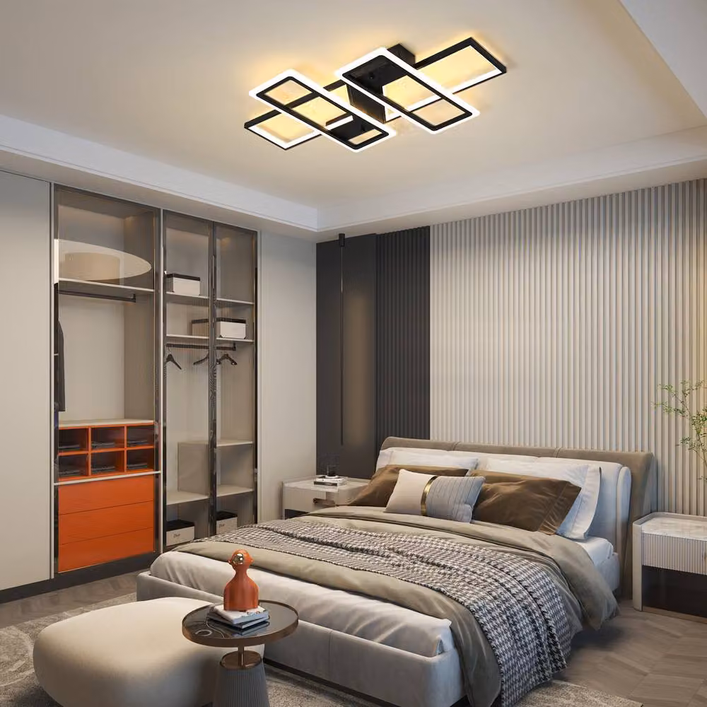 NIVOR Black Acrylic and Aluminium 95W LED Ceiling Light with Remote Control and Dimming Function – 5