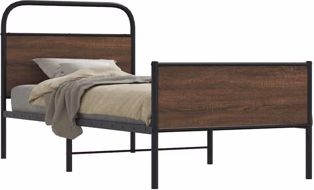 Berkfield Home Classic Bed Frame in Brown Oak, W/D/H: 90 x 200 cm – 1