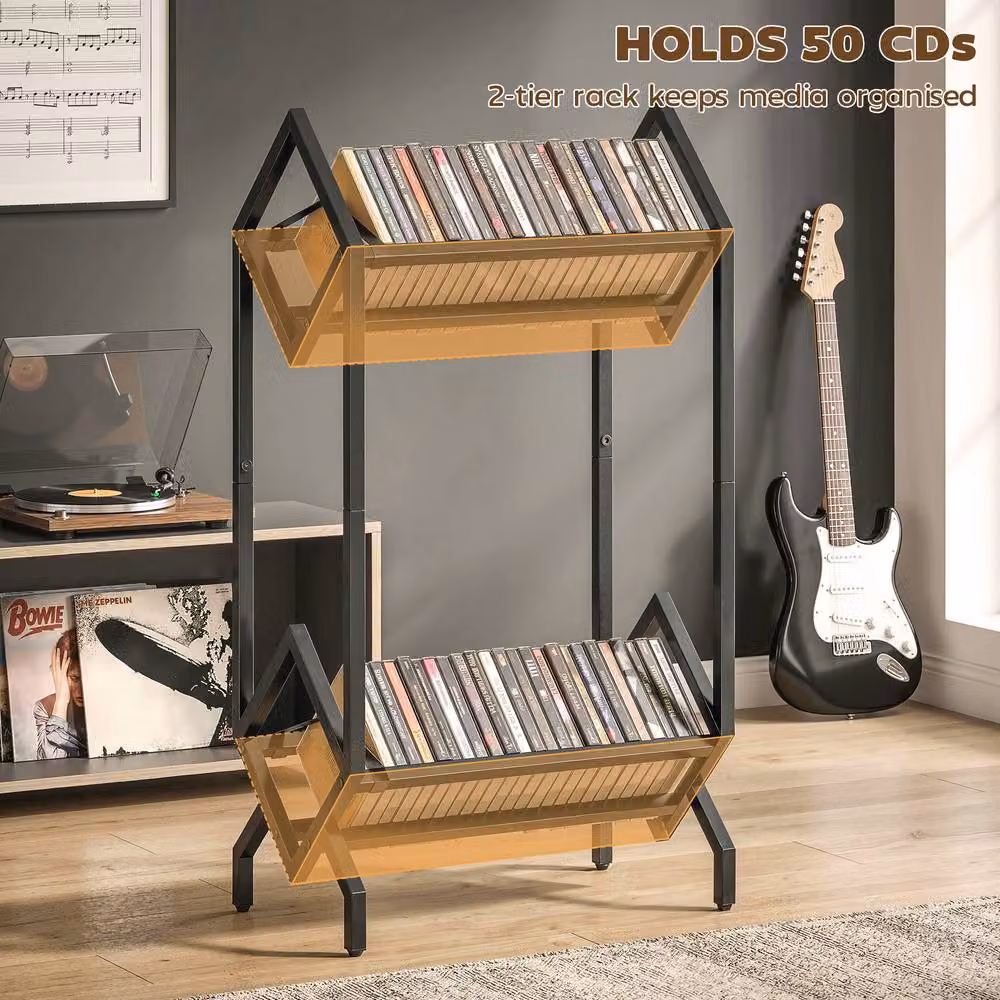 STILVORA Black Metal CD Storage Rack – 4