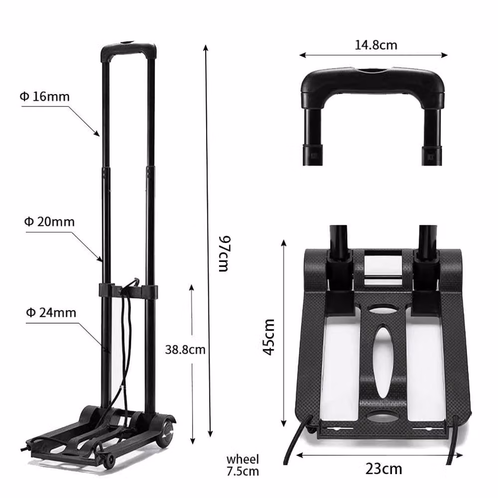 EONLION Folding Lightweight Hand Sack Trolley Cart in Black – 2