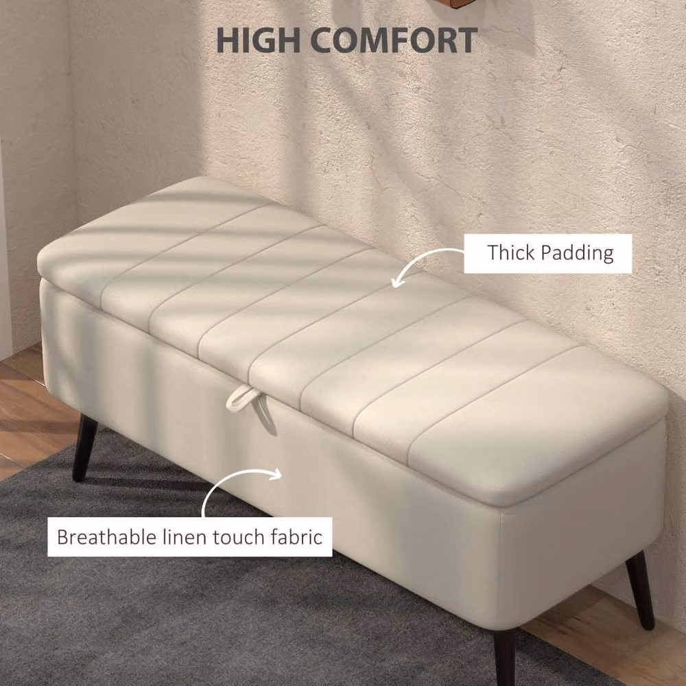 Wyld Haus Zimina Cream Linen Look Storage Ottoman – 4