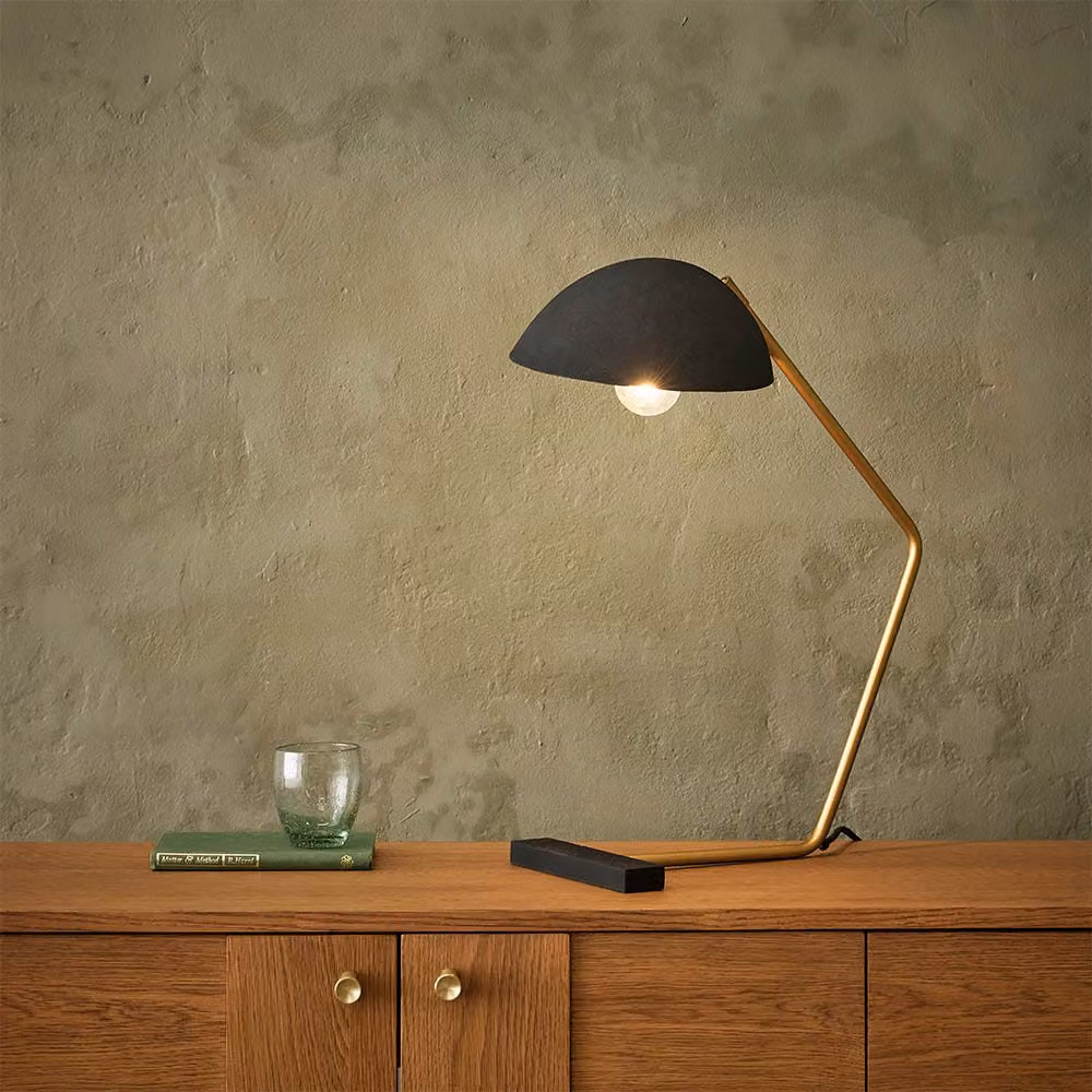 Atkin & Thyme Rhett Adjustable Mid-Century Metal Desk Lamp in Gold/Brass or Black