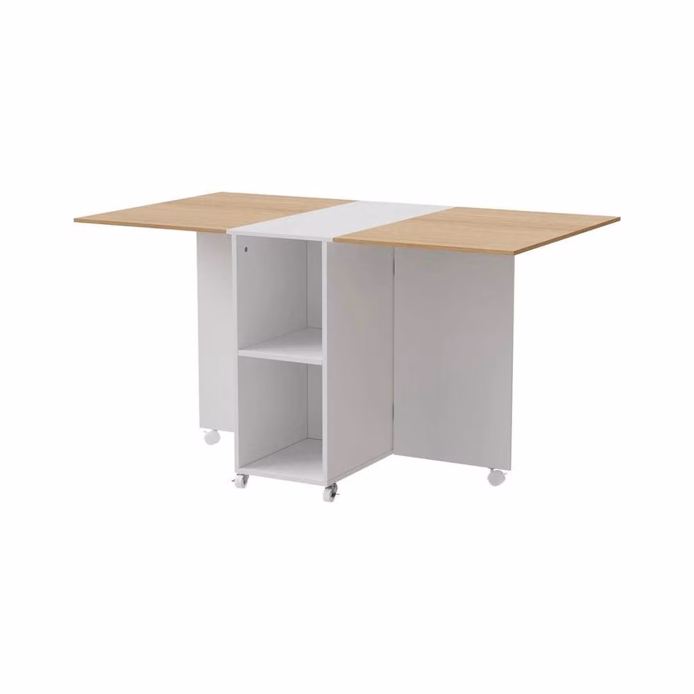 KORVIXA Scandinavian Style Kitchen Dining Table and Chairs Set in White and Wood Tone – 2