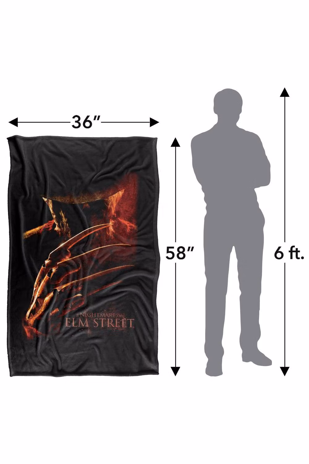 Warner Bros. A Nightmare On Elm Street 2010 Coming For You Silky Touch Polyester Blanket in Multicolour and Black, Extra Large – 3