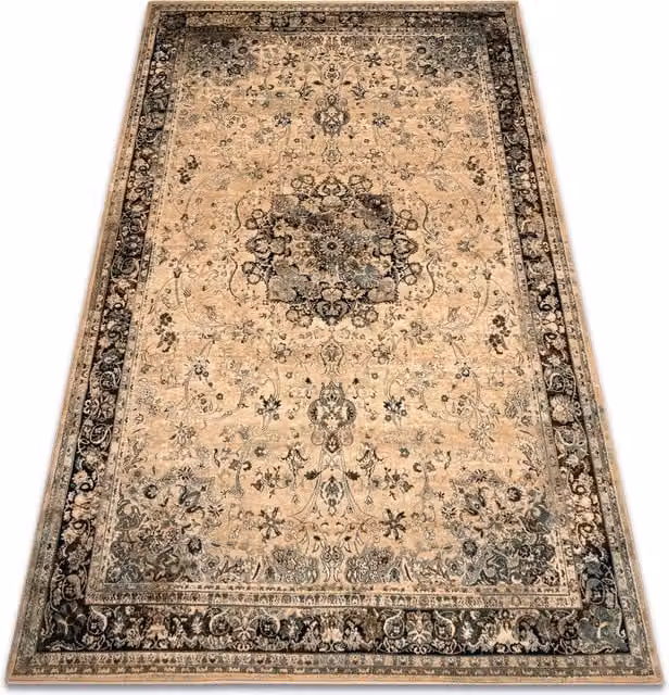 RugsX Vintage Wool Polonia Rectangular Rug in Brown and Beige, W: 170 cm, D: 235 cm