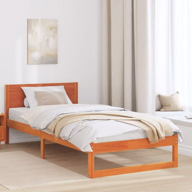 Berkfield Home Solid Wood Bed Frame in Wax Brown, W/D/H: 80 x 200 cm