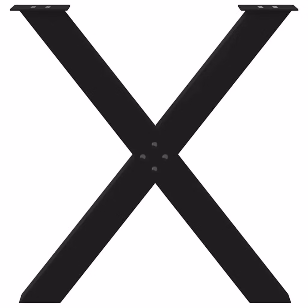 Berkfield Home X-Shaped Dining Table Legs, 3 Piece Set, Black Steel, H: 72.5 cm, W: 80 cm – 4