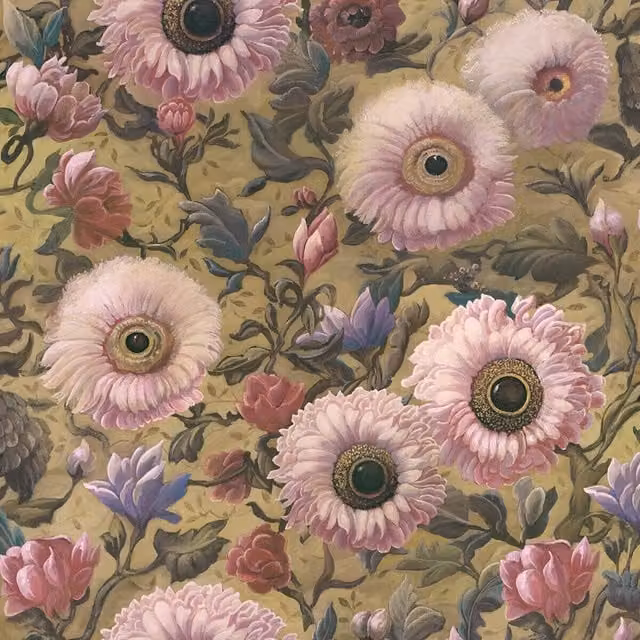House of Hackney Aurelian Botanical Floral Wallpaper in Pink, Blue and Gold