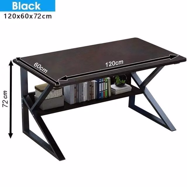 FLAVORA Modern Computer Desk with Storage Shelves in Brown – 1