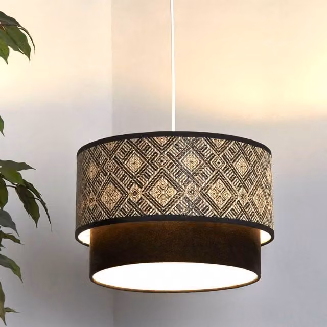 Lighting Collection Two Tier Easy Fit Cylinder Lampshade in Cream