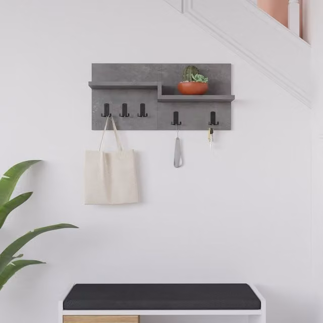 Decortie Harmon Modern Multipurpose Wall Hook in Grey