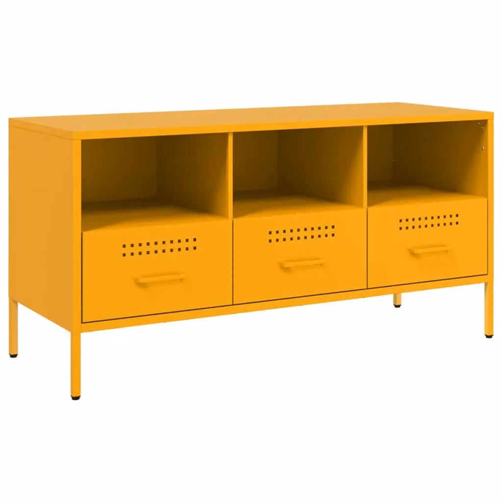 Berkfield Home Industrial TV Cabinet in Mustard Yellow, W/D/H: 100.5 x 39 x 50.5 cm – 2