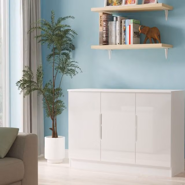 Ready Assembled 2 U Lucca 3 Door Sideboard in White Glossy Finish