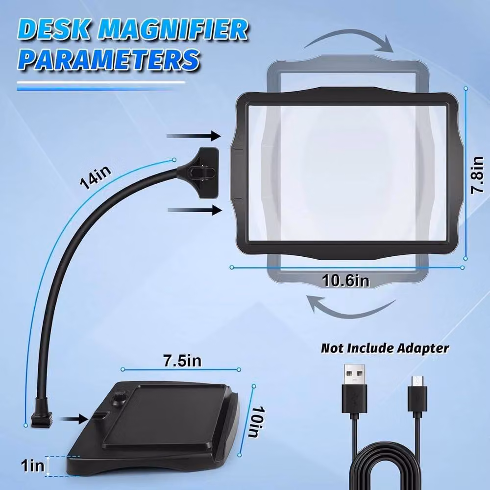 KORVIXA 10X Magnifying Glass Lamp with LED Light, Black Tabletop Task Lamp – 2