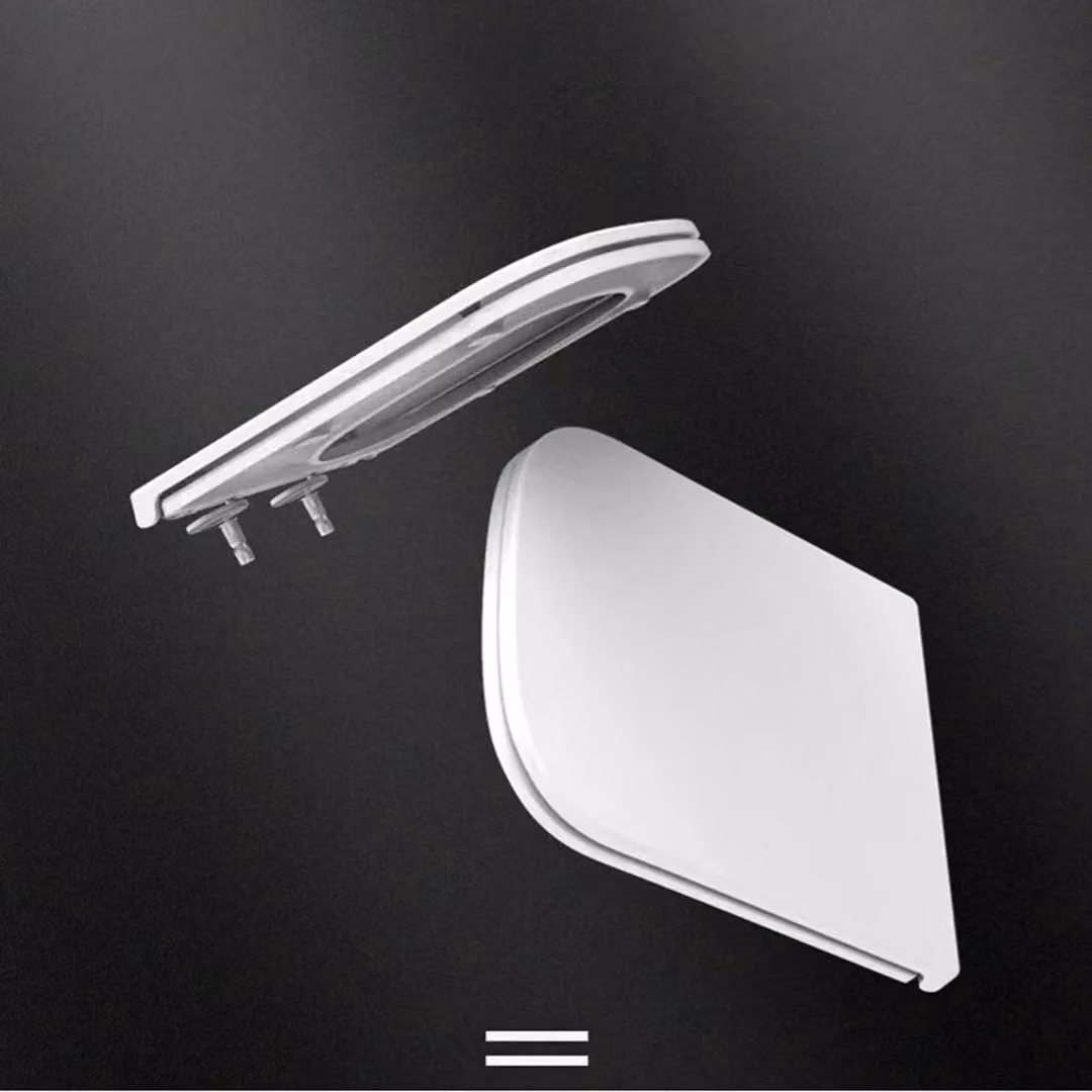 Hinsinc Luxury Square Toilet Seat with Soft Close Hinges in White – 4
