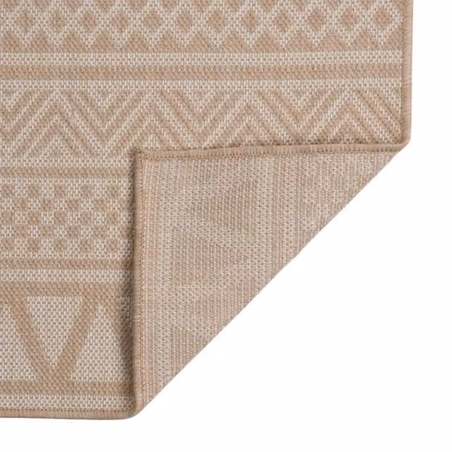 Berkfield Home Outdoor Flatweave Rug, Beige and Brown Stripes, W/D: 100 x 200 cm