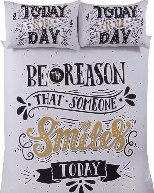 Rapport Home Todays The Day Graphic Duvet Set with Pillowcase, Multicolour and White, Single, 90 x 200 cm