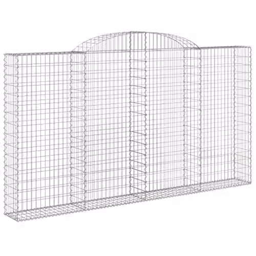 vidaXL Arched Gabion Baskets 2 Pack, Silver Galvanised Steel, W: 300 cm, D: 30 cm, H: 160/180 cm