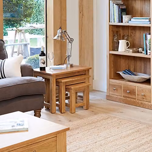 Baumhaus Oak Nest of 3 Coffee Tables in Brown – 2
