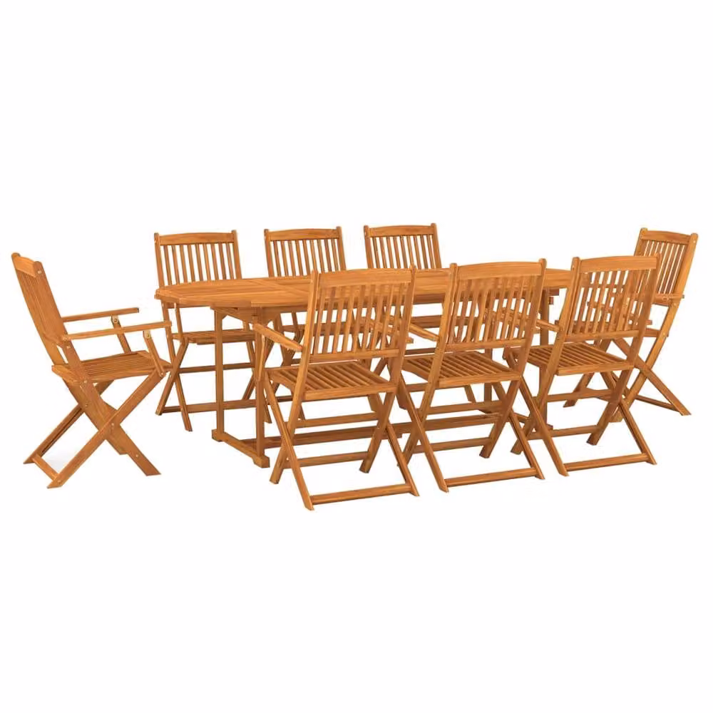 Berkfield Home 9 Piece Garden Dining Set in Brown Oiled Solid Acacia Wood – 2