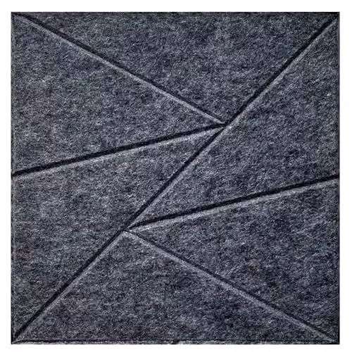 Gr8 Home Set of 12 Grey Square Self Adhesive Polyester Fibre Acoustic Wall Panels – 4