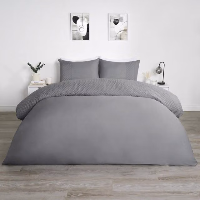 OHS Grey Graphic Modern Duvet Cover and Pillowcase Set, 140 x 200 cm