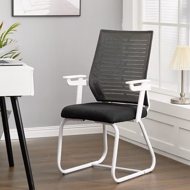 Livingandhome Modern Ergonomic Fabric Office Chair with Armrests in Black