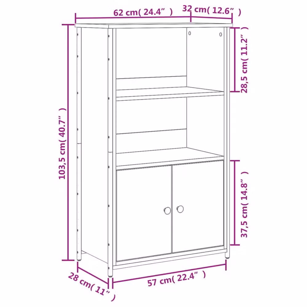 Berkfield Home Industrial Highboard in Brown, W/D/H: 62 x 32 x 103.5 cm – 6