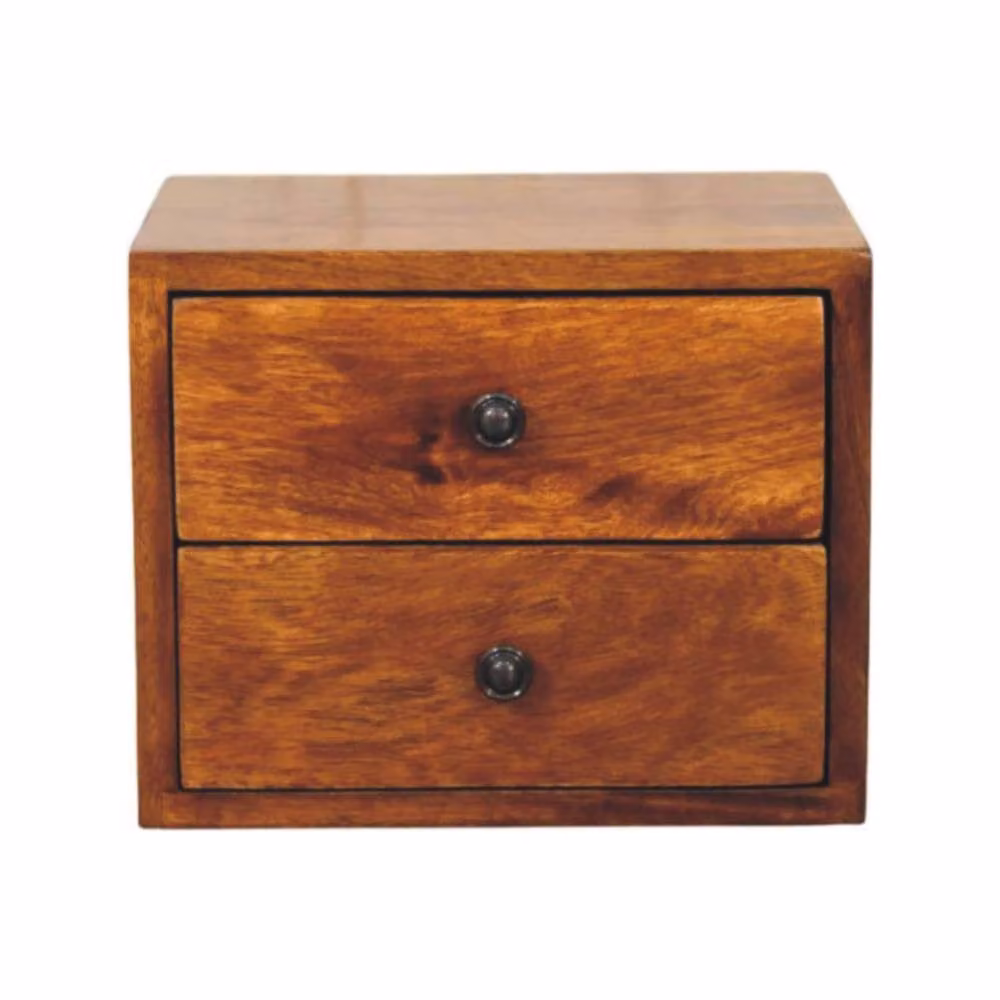 Wyld Haus Solis 2 Drawer Mango Wood Wall Mounted Nightstand in Brown, W/D/H: 60 x 25 x 30 cm – 2